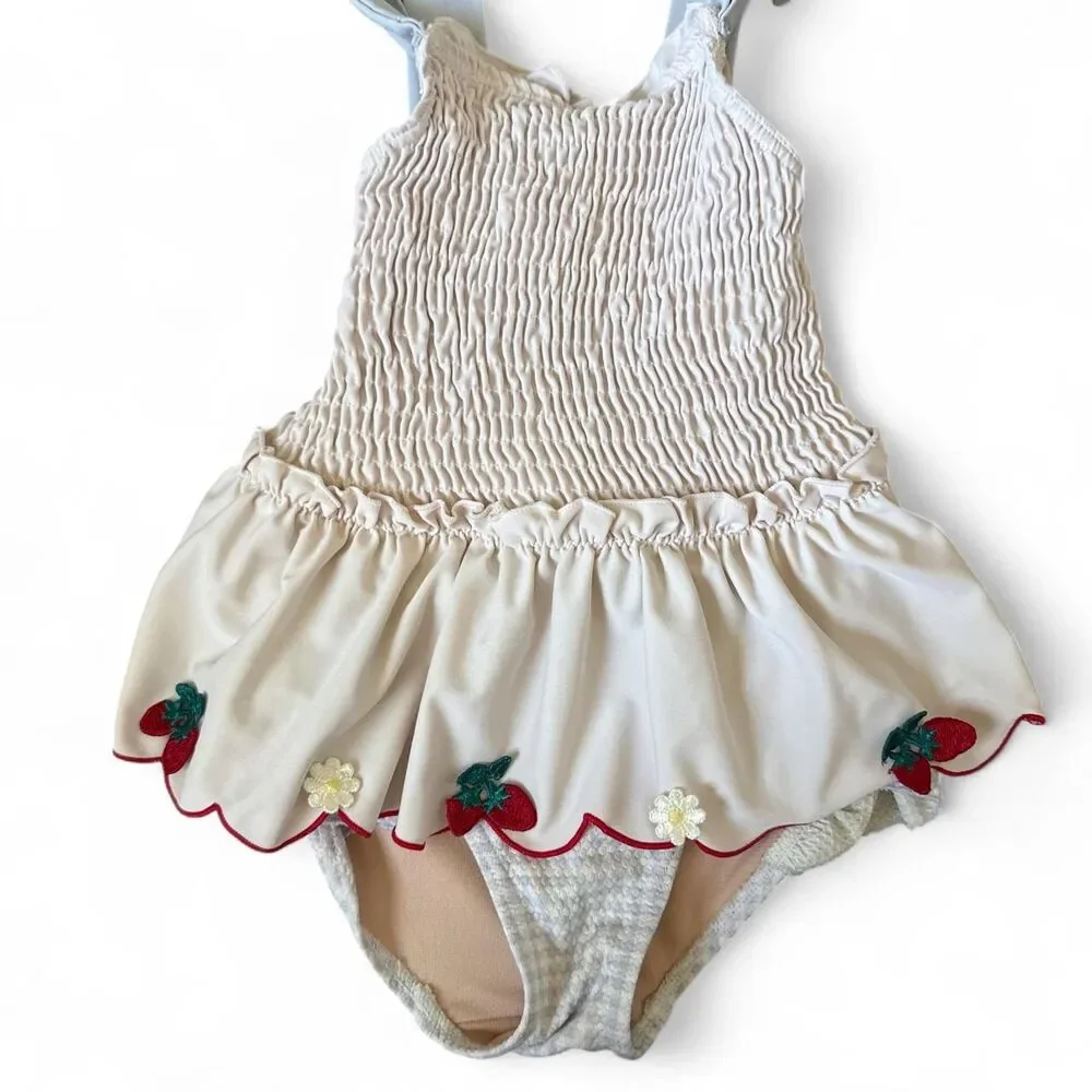 Petit Main Strawberry One-Piece Swimsuit Toddler Girls Size 110cm (4T–5T)